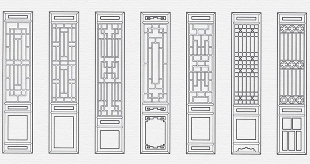 广南常用中式仿古花窗图案隔断设计图