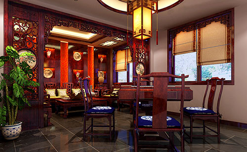 广南古典中式风格茶楼包间设计装修效果图